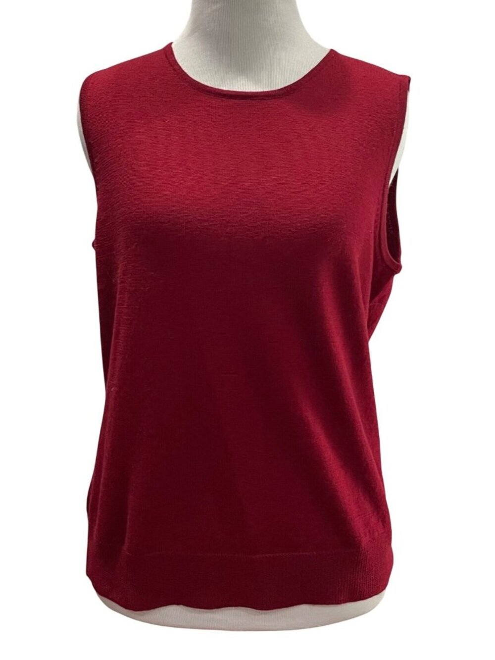 Casual Corner Merino Wool  Sweater Vest L Red Old Money Preppy Vibrant Layers